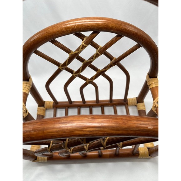 Rattan Magazine Rack‎ Bamboo Wood Book Holder Boho Decor Vintage Mid Century - Picture 5 of 8